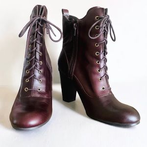 Vintage LIZ CLAIBORNE Leather & Laced Heeled Boots | Brown‎ | Size 8